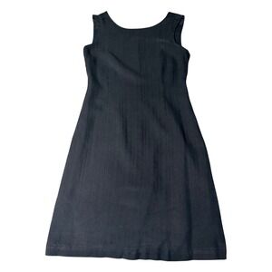 Tommy Bahama Women Black 100% Silk Herringbone Sleeveless‎ Shift Dress Size 4